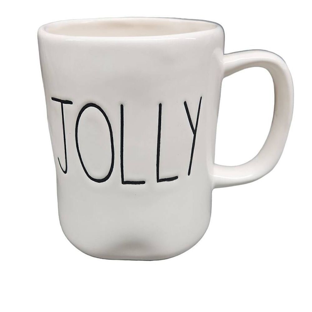 Rae Dunn White Black Jolly Christmas Holiday Mug